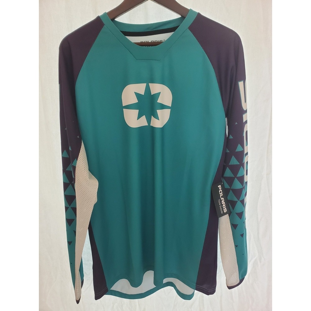Polaris Turbo Jersey Teal Black Long Sleeve Motocross ATV Riding Medium NWT